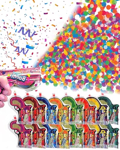 Fokroin Pistolet à Confettis 16 pièces Paquet Bombe Lanceur Multicolore