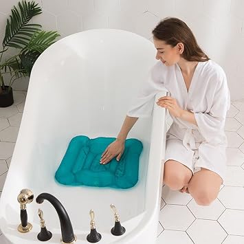 Bathtub Booster Seat Cushion, Inflatable Bathtub Massage Cushion, Waterproof Bath Pillow, Soft Back Support Bath Spa Pad With 4 Suction Cups For Adults Kids Elderly Relaxation