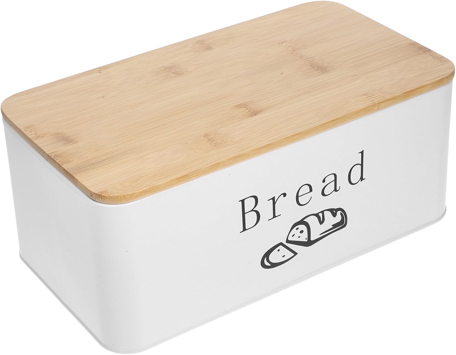 Cabilock Breathable Bread Box Metal Bread Bin with Lid White Kitchen Countertop Dustproof Food Storage Organizer for Home Use