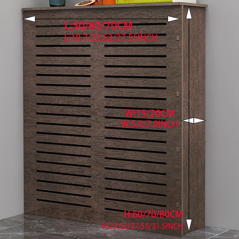 Radiator Covers for Home Radiator Cover Shelf Heater Heating Cabinet Shelf Wood Heater Covers Louvered Grill Living Bedroom Office Heating Decorative Cabinet L50/60/70CM,Brown,L50*H60*W20