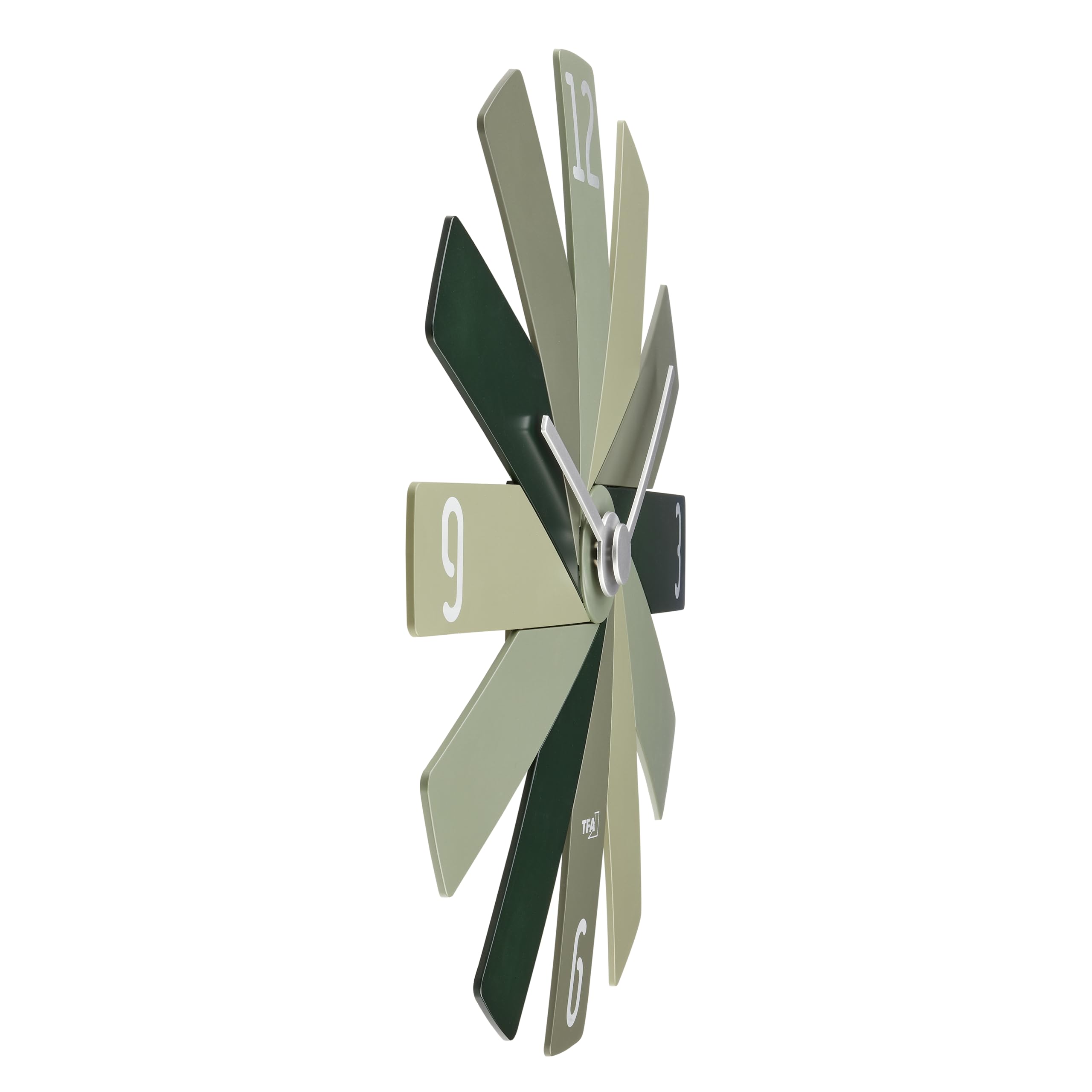 TFA Dostmann Orologio Da Parete Radiocomandato Retrò, 27 Cm, Metallico Verde, Vetro, Senza Lancetta Secondi - 2