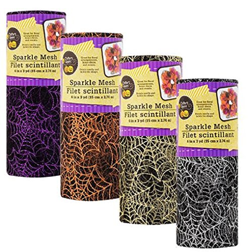 Crafter's Spider Web Sparkle Mesh Bundle of Four Different Colored Ribbons 6