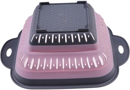 Vista 49 de Sevenfly 1 colador plegable, colador plegable, colador de cocina que ahorra espacio, colador plegable de silicona de grado alimenticio con asa, Azul