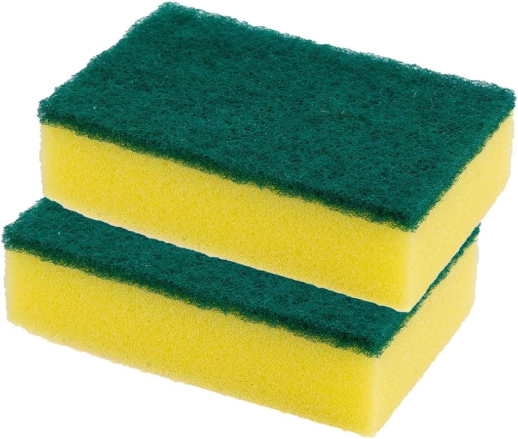 Kitchen Sponges High Density Hard Type with Abrasive Particles for Dishwashing, Stubborn Dirt, Deodorizing, Antibacterial Kitchen Utensils (2 Pack of Green)