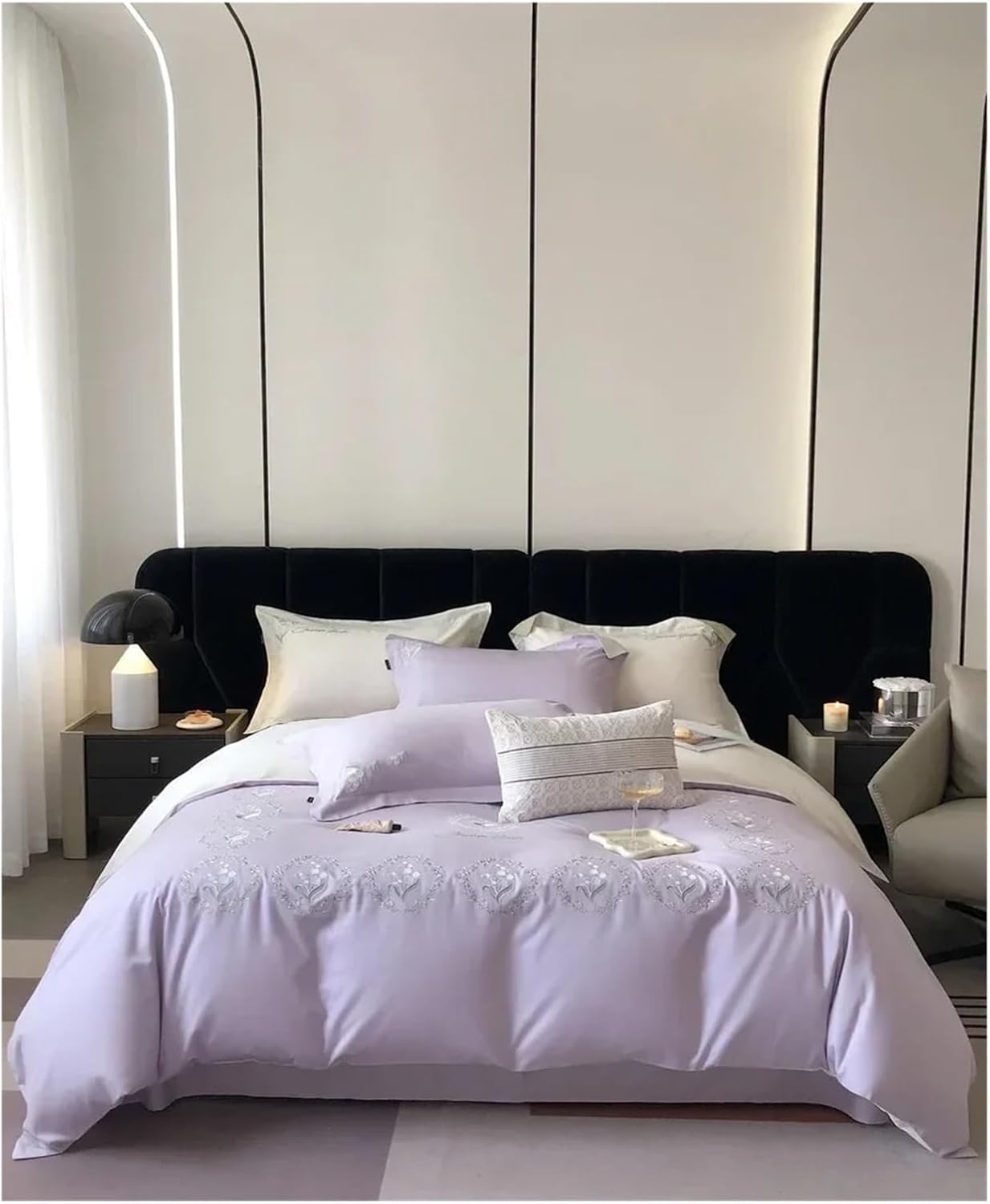 Cotton Floral Embroidery Princess Style Bedding Four-Piece Set,Bed