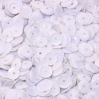 Penta Angel Loose Sequins 4000Pcs 6mm Round Embroidery Craft Sequins Cup Iridescent Spangles for Sewing Christmas Decoration (White)