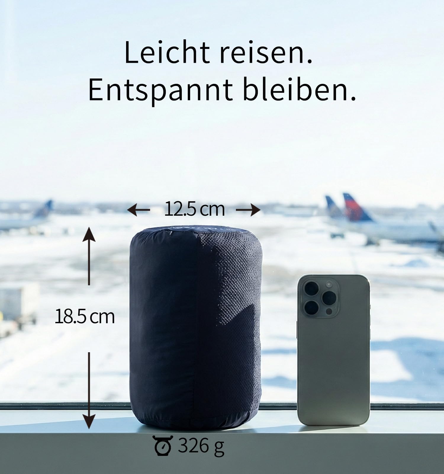 Litume Kompakte Reisedecke fürs Flugzeug, Warm, Fleece Dunkelgrau | Ganzjahres Wärme, PFAS-frei, Leicht Tragbar, Camping, Wandern, Hütte, Langflug, Hotel, Picknick, 170 x 122 cm