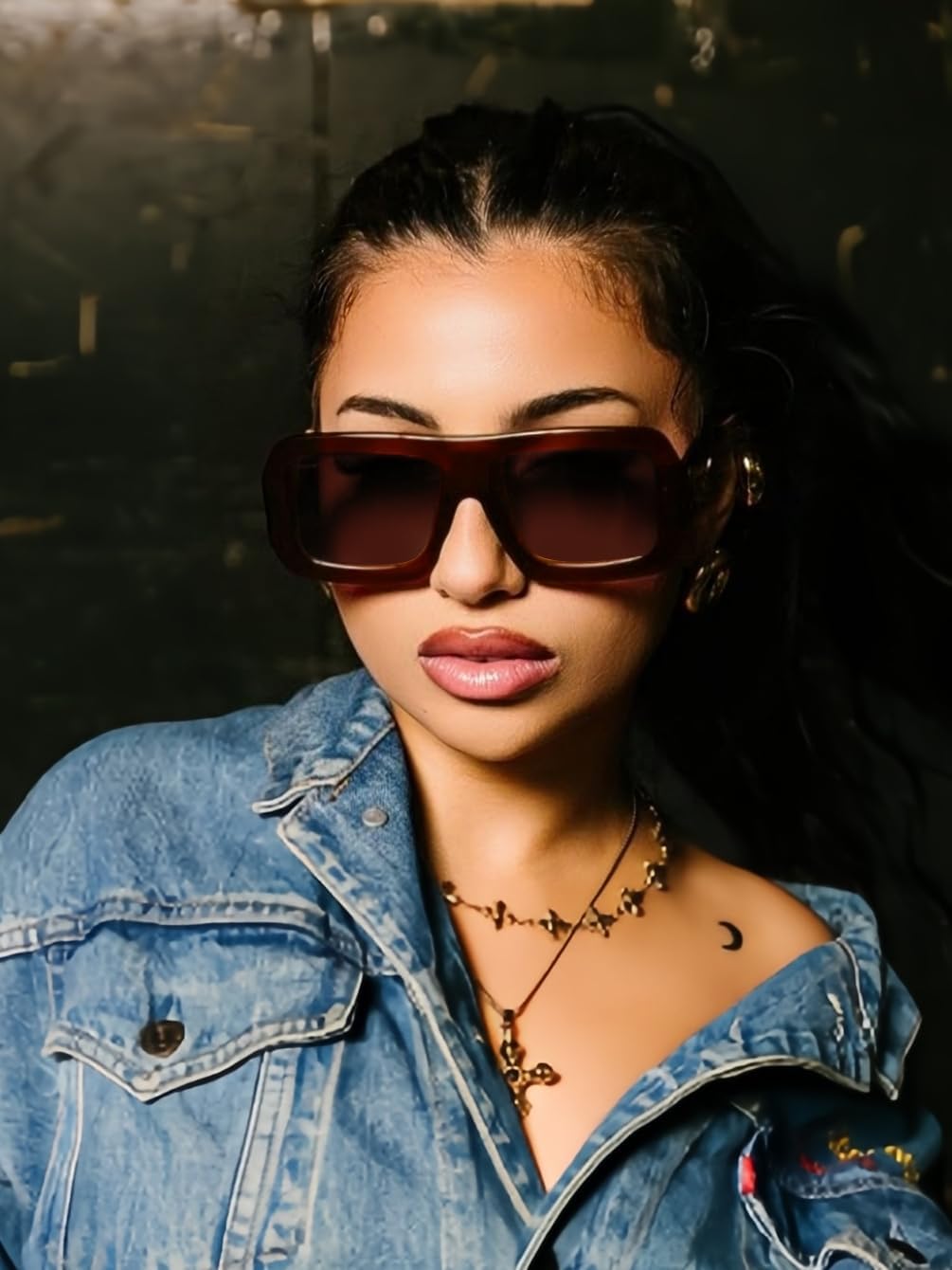 Trendy Rectangle Y2K Sunglasses for Women Men Retro Oversized Thick Frame Sun Glasses UV400 Protection - Image 6