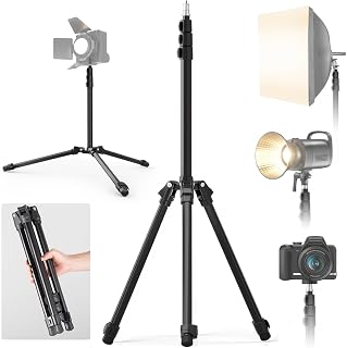 Lusweimi Tripod with 1/4 Screw and Folding Legs for Strobe Light, Monolight, Softbox, Cameras, Flash Light
