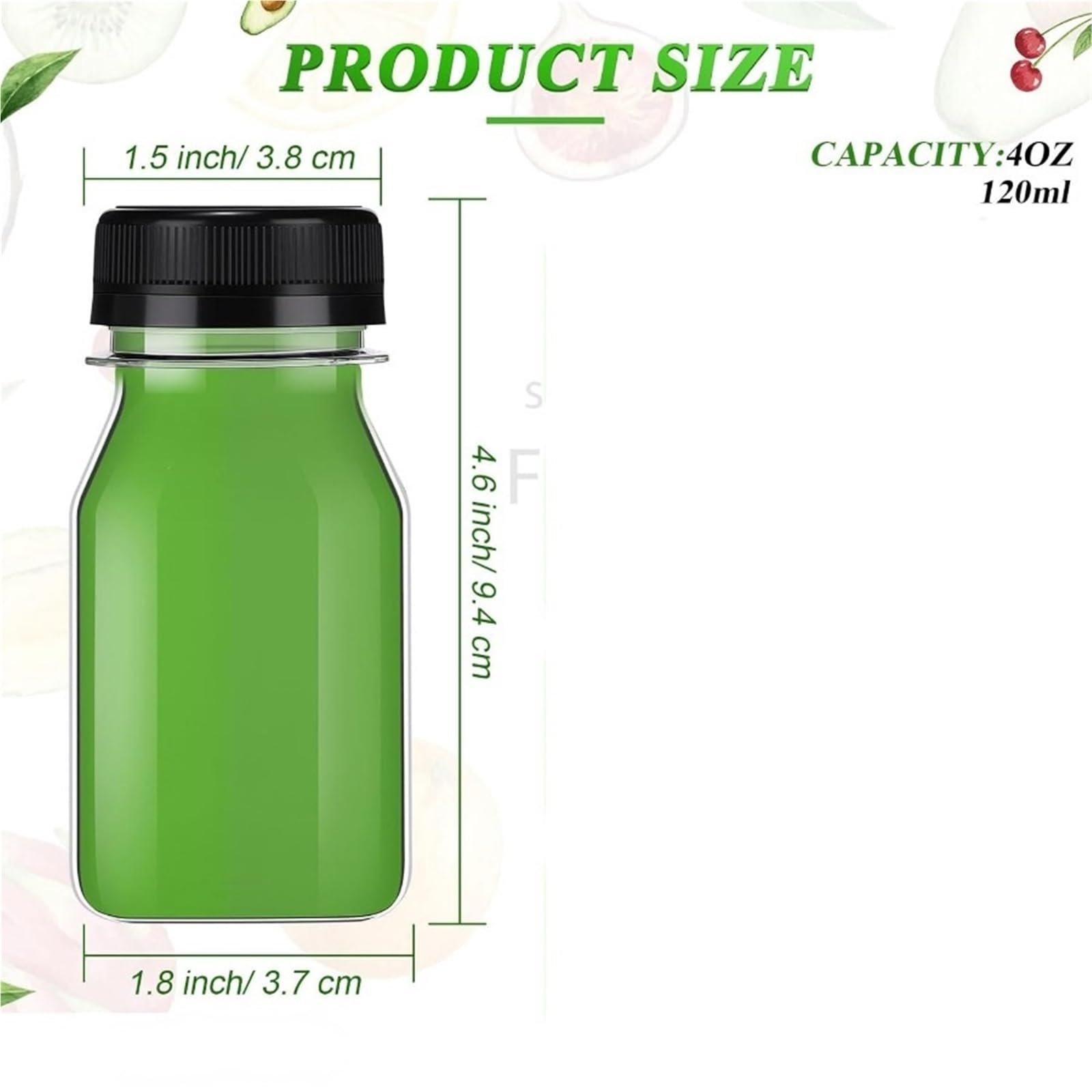 Saftflaschen 6 Flaschen – großzügiges Fassungsvermögen, auslaufsicher, gefriergeeignet, mit sicheren schwarzen Verschlüssen perfekt for Flüssigkeiten und gefrorene Leckereien(12oz)