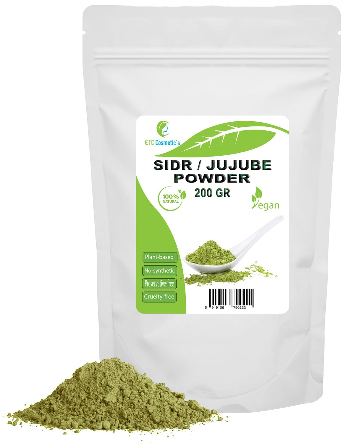 Poudre de SIDR / JUJUBIER - 200gr - Une poudre végétale nettoyante naturelle | Convient à tous les types de cheveux, y compris les cheveux fins, faibles et abîmés | 100% pur et naturel (200 Gr)