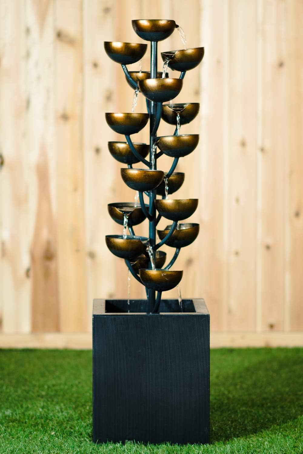 Hi-Line Gift Ltd Fountain-Zinc Metal Multi Level Cups, 375" Tall, Multi, 375"