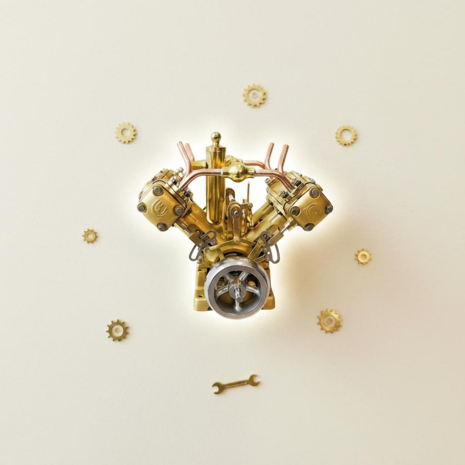 Dampfmaschinen Gerät Modell Motor Aggregat Kompatibel mit Kleiner Luftpumpe Oder Dampf als Lehrmittel für Schulung Demonstration Werkbank Hobbyraum, V2 V-Type Twin