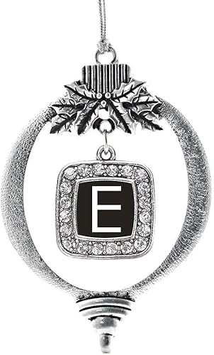 Miniatura 22 de Inspired Silver - My Vintage Initials - Adorno con dije de letra J - Adornos navideños cuadrados de plata con joyas de circonita cúbica