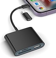 Vista 1 de Lector de tarjetas SD para iPhone, lector de tarjetas de memoria con adaptador USB-C a Lightning, conector plug and play, visor de tarjetas Micro SD