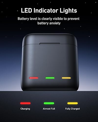 Miniatura 6 de TELESIN Cargador de batería para GoPro Hero 12 Hero 11 Hero 10 Hero 9, estuche de carga triple USB con cable tipo C para accesorios de cámara Go Pro