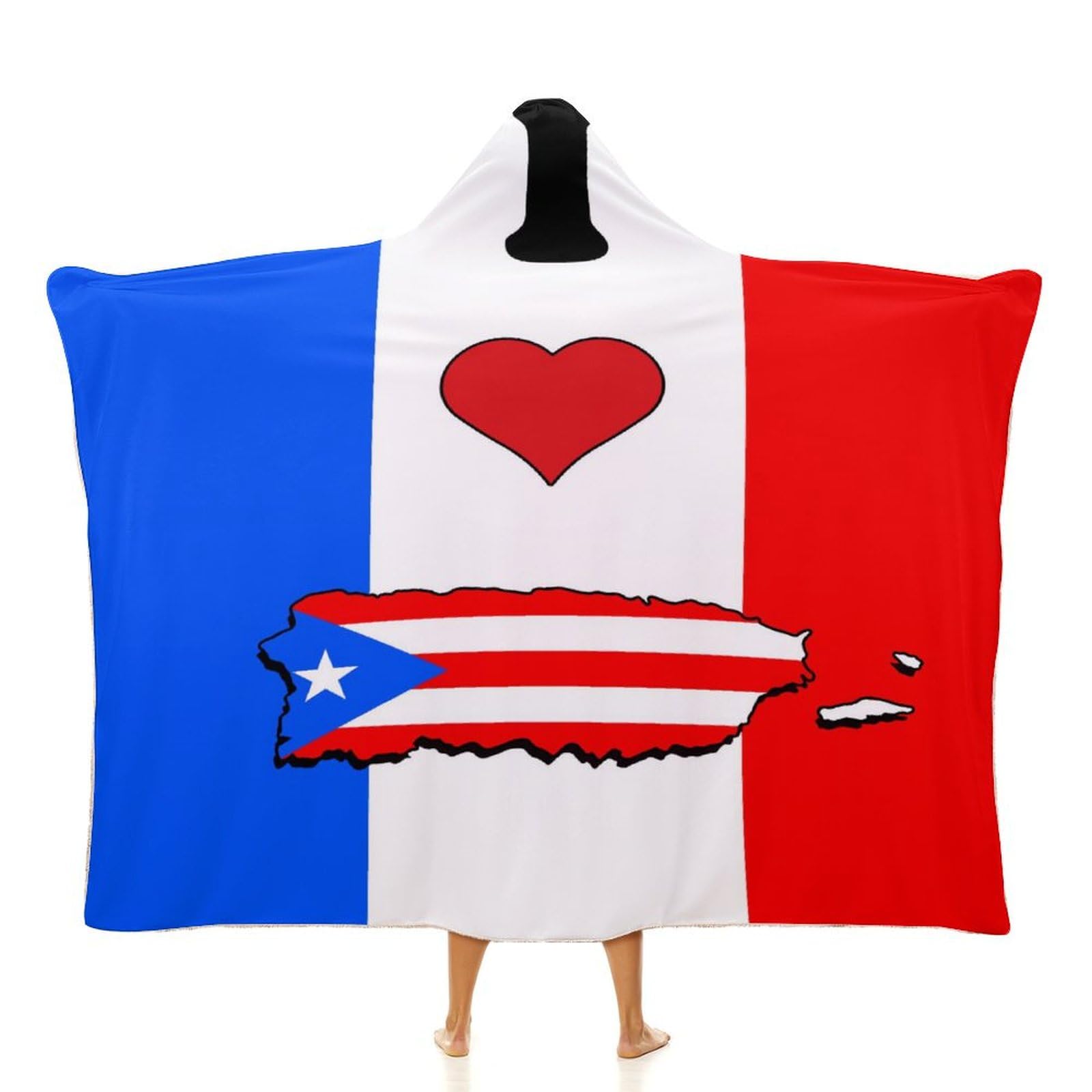 Couverture à capuche plaid chaud adulte homme femme Porto Rico 152x203cm