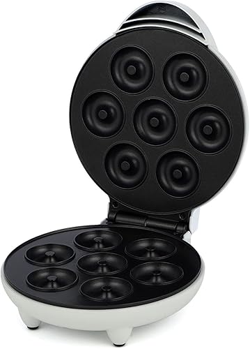 Mini máquina de donas, superficie eléctrica antiadherente que hace 7 donas pequeñas, decora o hiela tu propia para postres o aperitivos aptos para