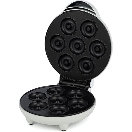Mini Donut Maker, Electric Non-Stick Surface Makes 7 Small Doughnuts, Decorate or Ice Your Own for Kid Friendly Dessert or Snack
