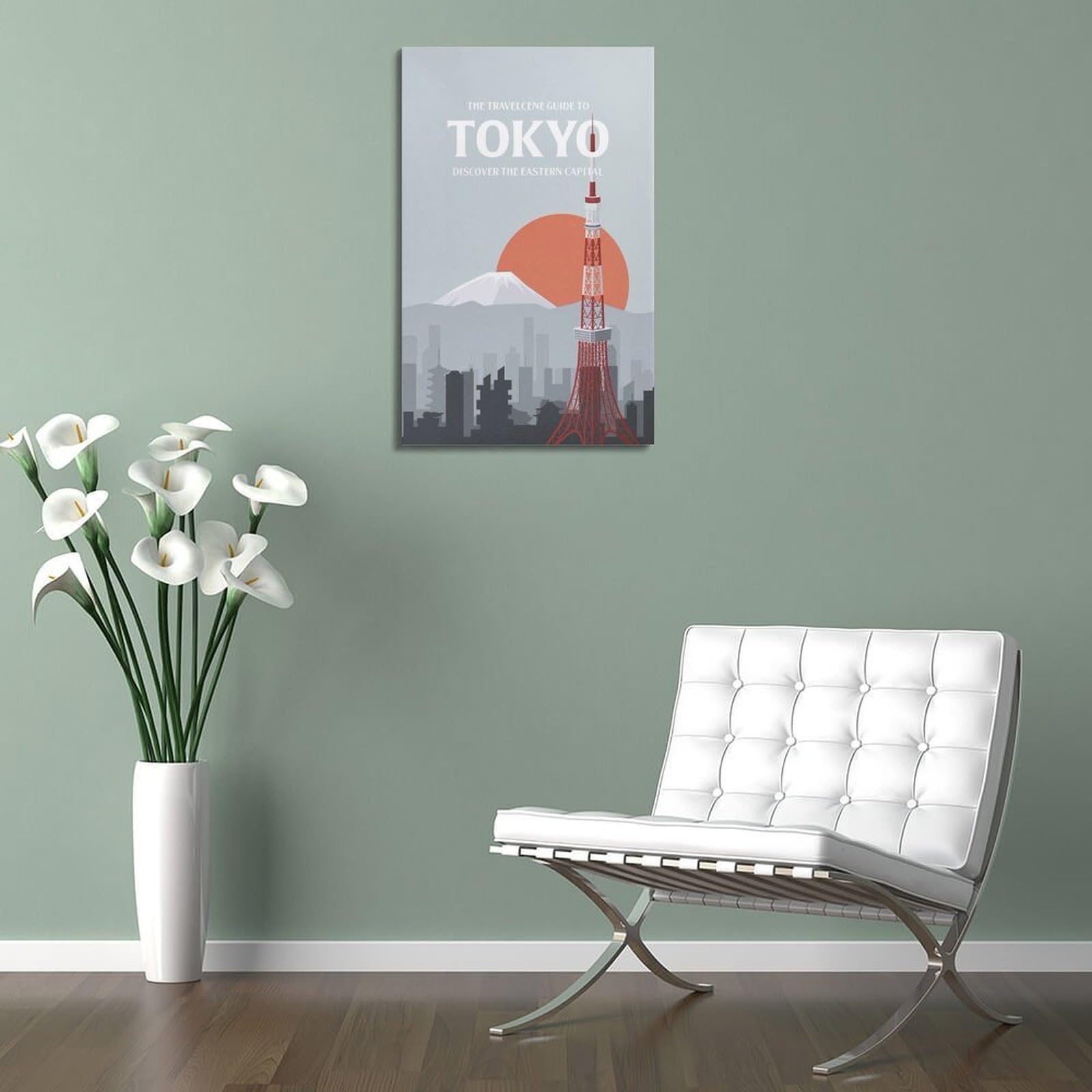 WIZIGM Vintage-Poster Tokio, Japan, Reiseführer und Turm. jpg Poster, moderne Wandkunst, Leinwand, ästhetische Dekoration, Gemälde, 60 x 90 cm, Rahmenstil