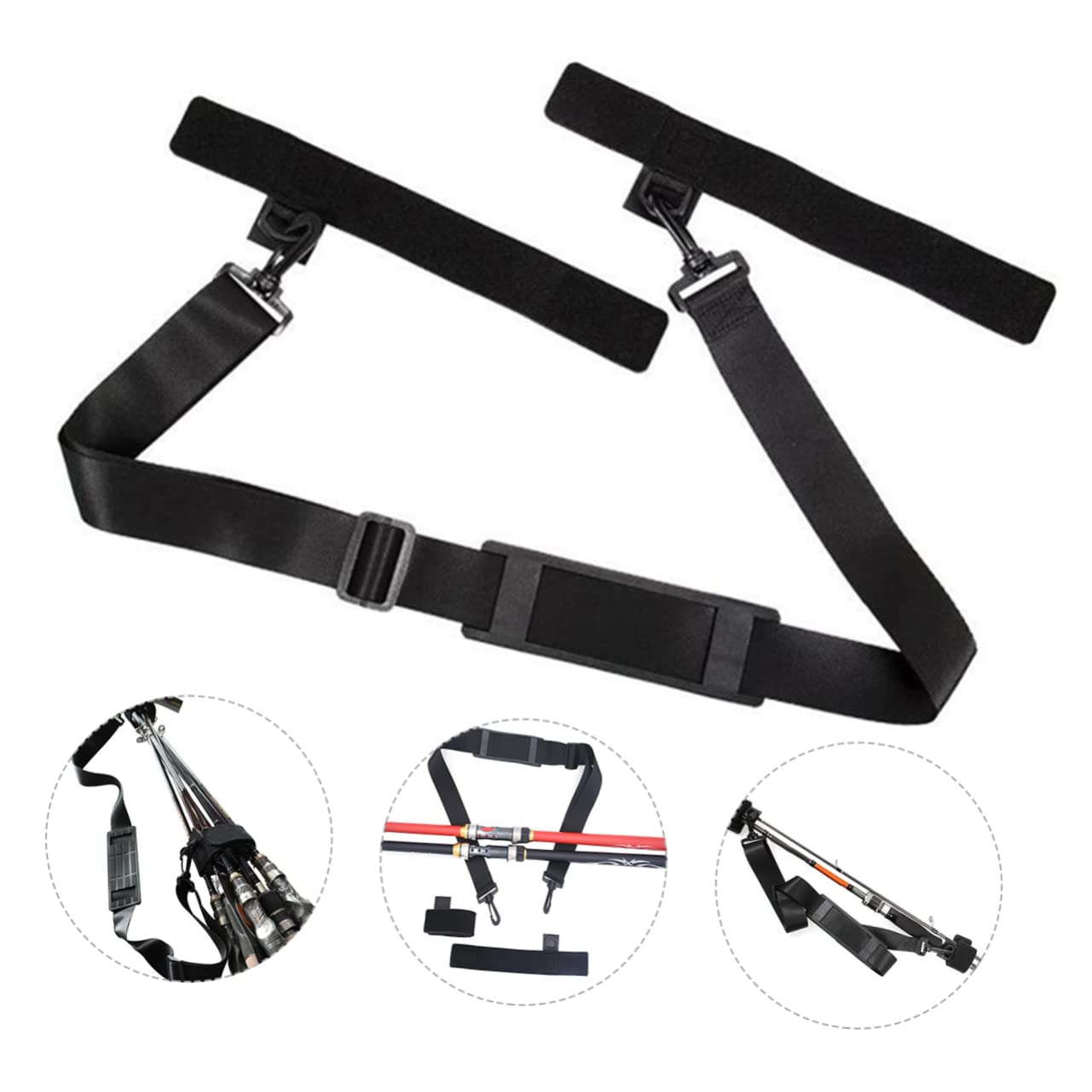 Yardwe 3 Sets Fishing Rod Straps Carrying Fishing Rods Efficiently Adjustable Shoulder Belt for Outdoor Use