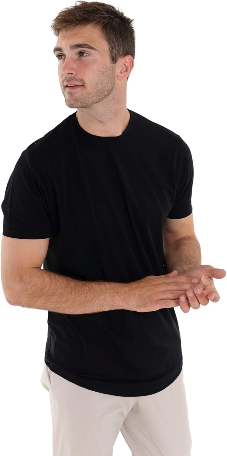 WYR Wear Men’s Curve Crew – Fitted Short Sleeve T-Shirt with Curved Hem, Egyptian Cotton Tee Shirts for Men, Short Sleeve Tee