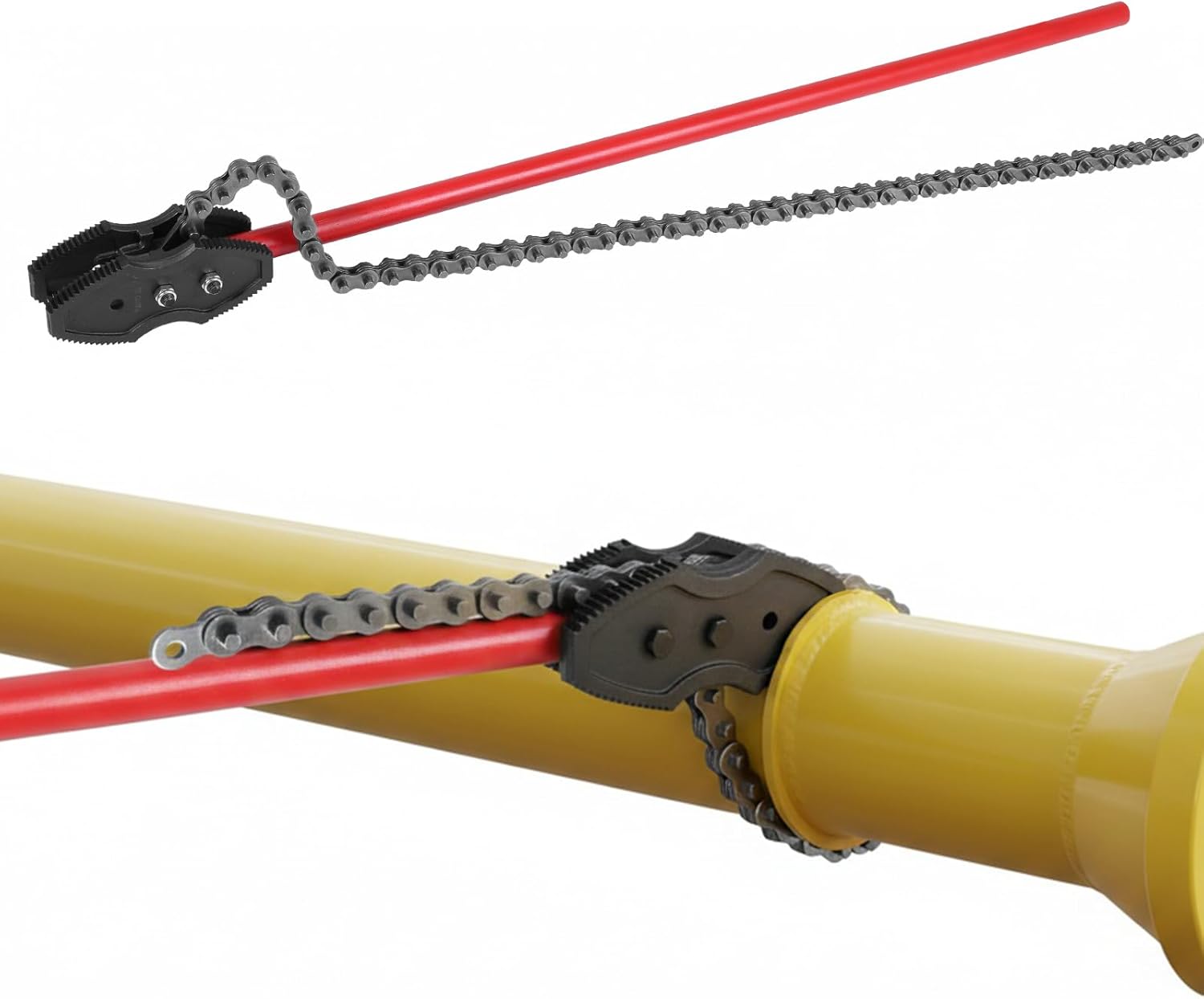 64" Chain Pipe Wrench, Fits 2"-12" Pipe Diameters,56.7" Chain Length Max Breaking Load 31000LBs,Heavy Duty Chain Tongs for Oil Fields Operations and Maintenance