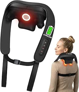 Neck Massager with Heat : Cordless Shoulder and Neck Massager for Pain Relief Deep Tissue - 3 Modes, 2 Intensity & 2 Heating Setting, Heated Kneading Massage Daily Comfort, Office and Home Use