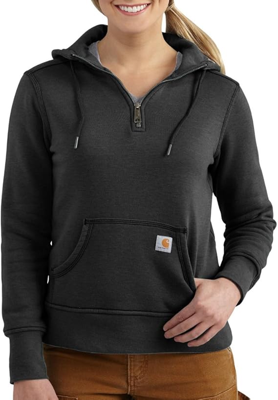 Carhartt Women's Clarkrsburg Quarter Zip Sweatshirt, Black Heather