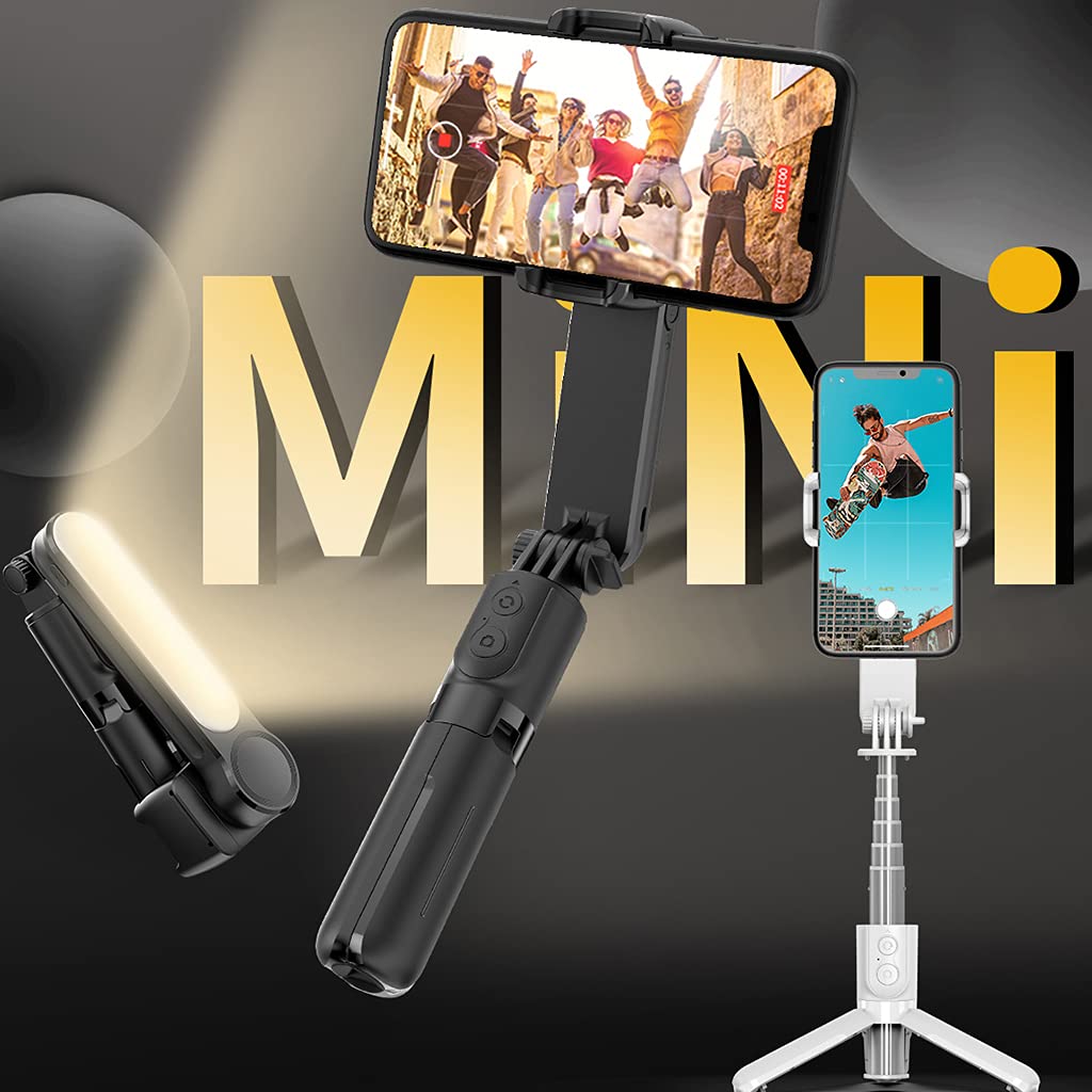 Shake Stabilizzatore Gimbal Con Luce di Riempimento Per Smartphone Vlog Live Video Record Con Telecomando Rotazione