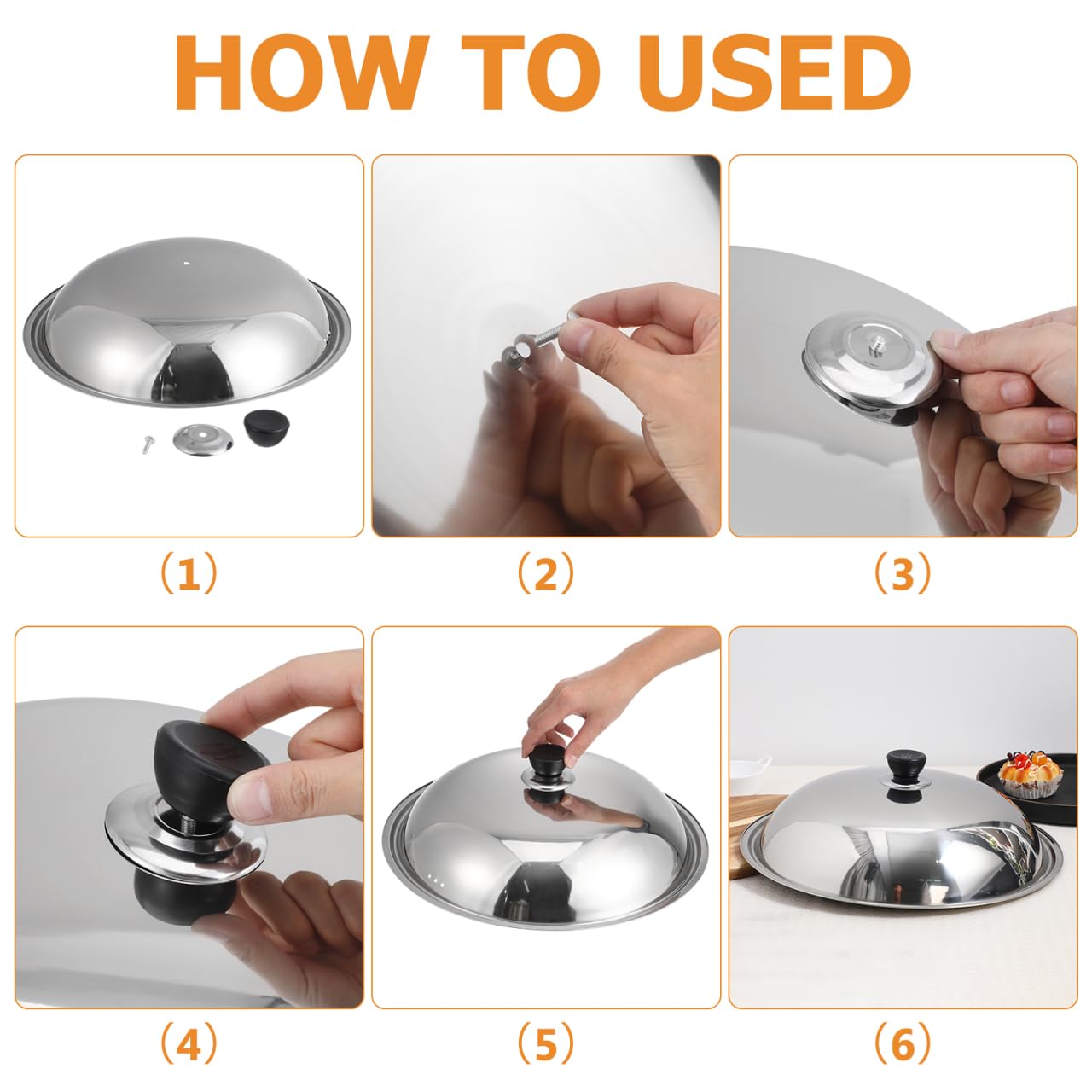 CALLARON Cubierta universal para ollas, tapa de vapor, tapa universal, tapa de olla de 14 pulgadas, tapa para sartén, tapas de wok, tapa de sartén plateada, tapa de olla de cúpula de tocino,