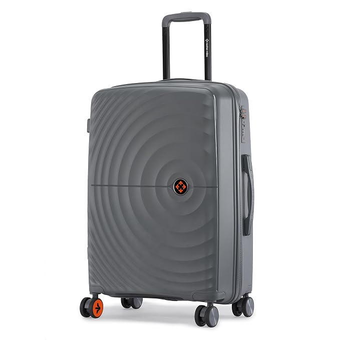 Nasher Miles Seattle Hard-Sided Polypropylene Check-in Luggage 24 inch | 65cm | 8 Wheels Medium Trolley Bag for Travel | Suitcase (Grey)