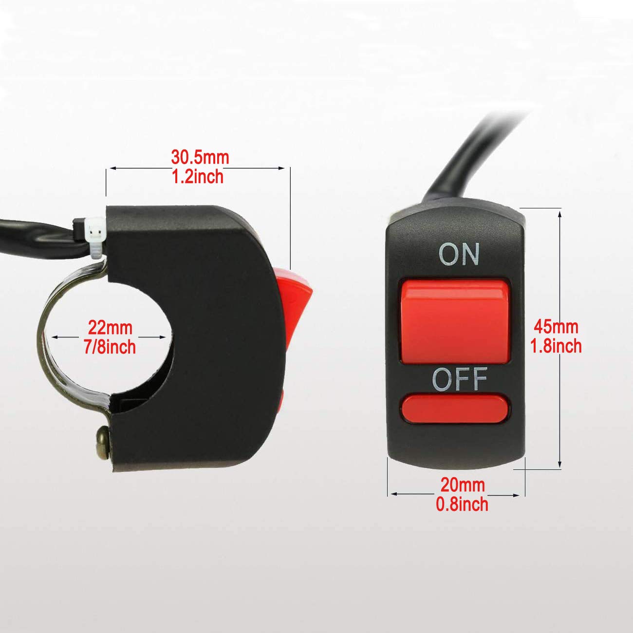 Greluma 1 Pezzo Moto Manubrio Interruttore a levetta On Off Interruttore a pulsante Bicicletta Moto Tuning Part per U5 U7 U2 LED Faro Scooter Electrombile