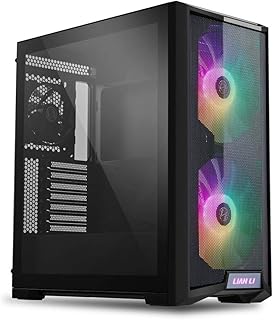 LIAN LI LANCOOL 215 E-ATX PC Case, RGB Gaming Computer Case Features High Airflow with 2x200mm ARGB Fans & 1x120mm Fan Pre-Installed and Mesh Front Panel, Tempered Glass Mid-Tower Chassis (Black)
