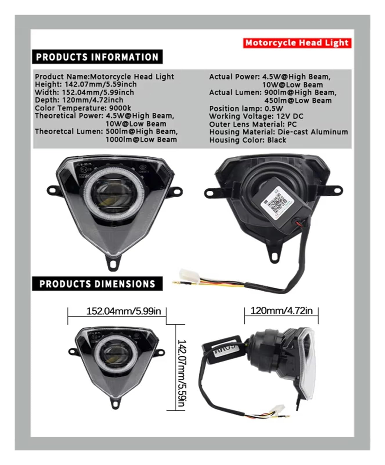 Spotlight Per Beta 50 125 250 300 Faro Anteriore Racing V6 Con Controllo APP Luce Angel Eye Pit Dirt Bike Faro Anteriore Fanale Anteriore(Set)