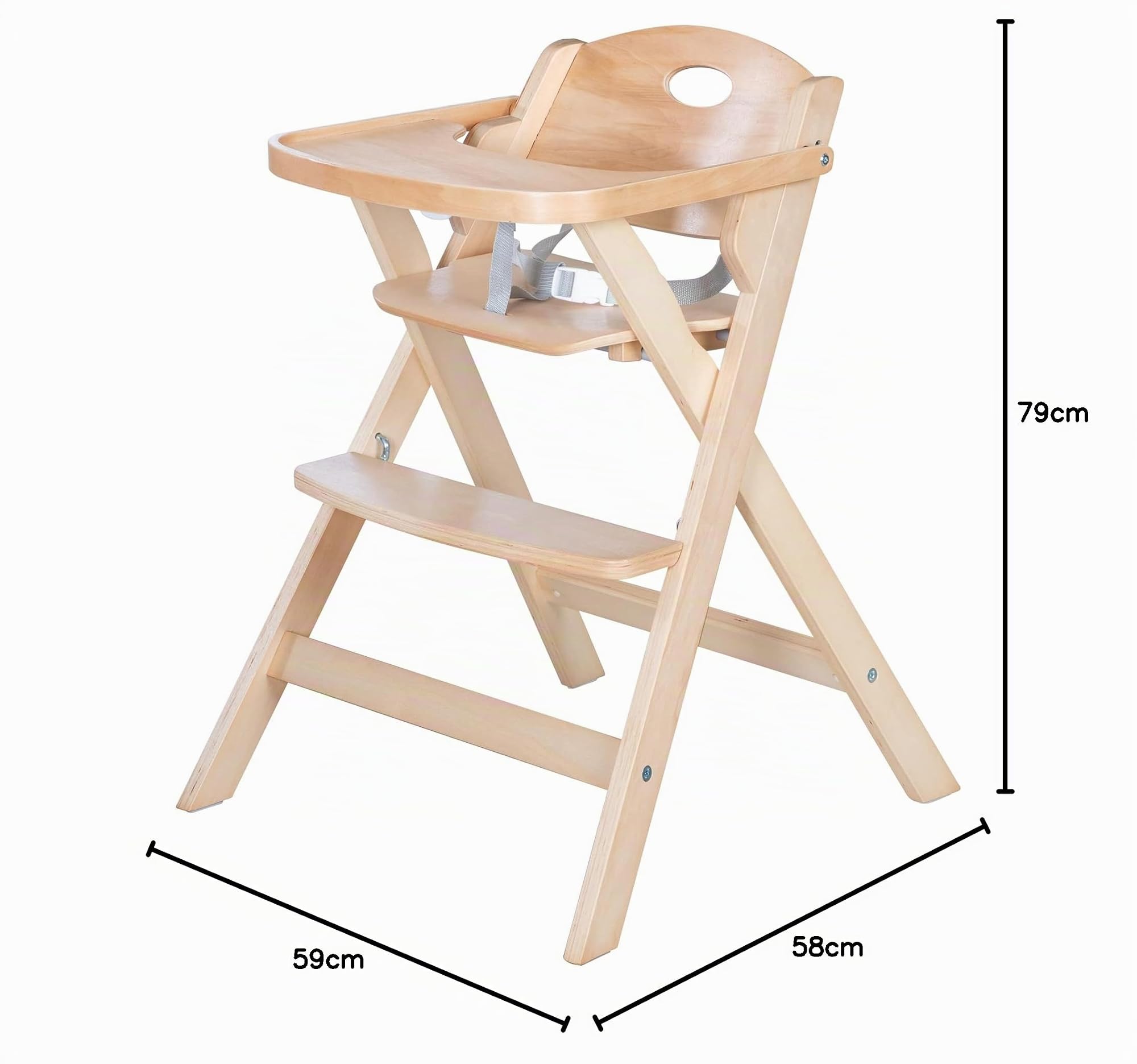 roba Baumann trona plegable roba, trona plegable para espacio, trona para bebés y niños de madera natural