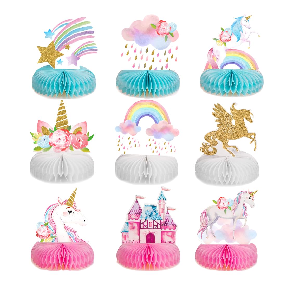 Centrotavola 3D Battesimo Bimba - 9 Pezzi Orsetto Rosa, Decorazione Nido D'ape, Per Feste - Foto 7