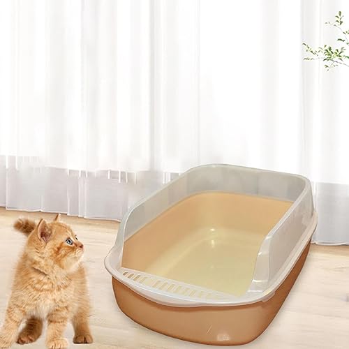 Miniatura 4 de KLKCMS Bandeja de arena para gatos y mascotas, portátil, grande, de alta cara, caja de arena para conejos, animales pequeños, gatos de interior,