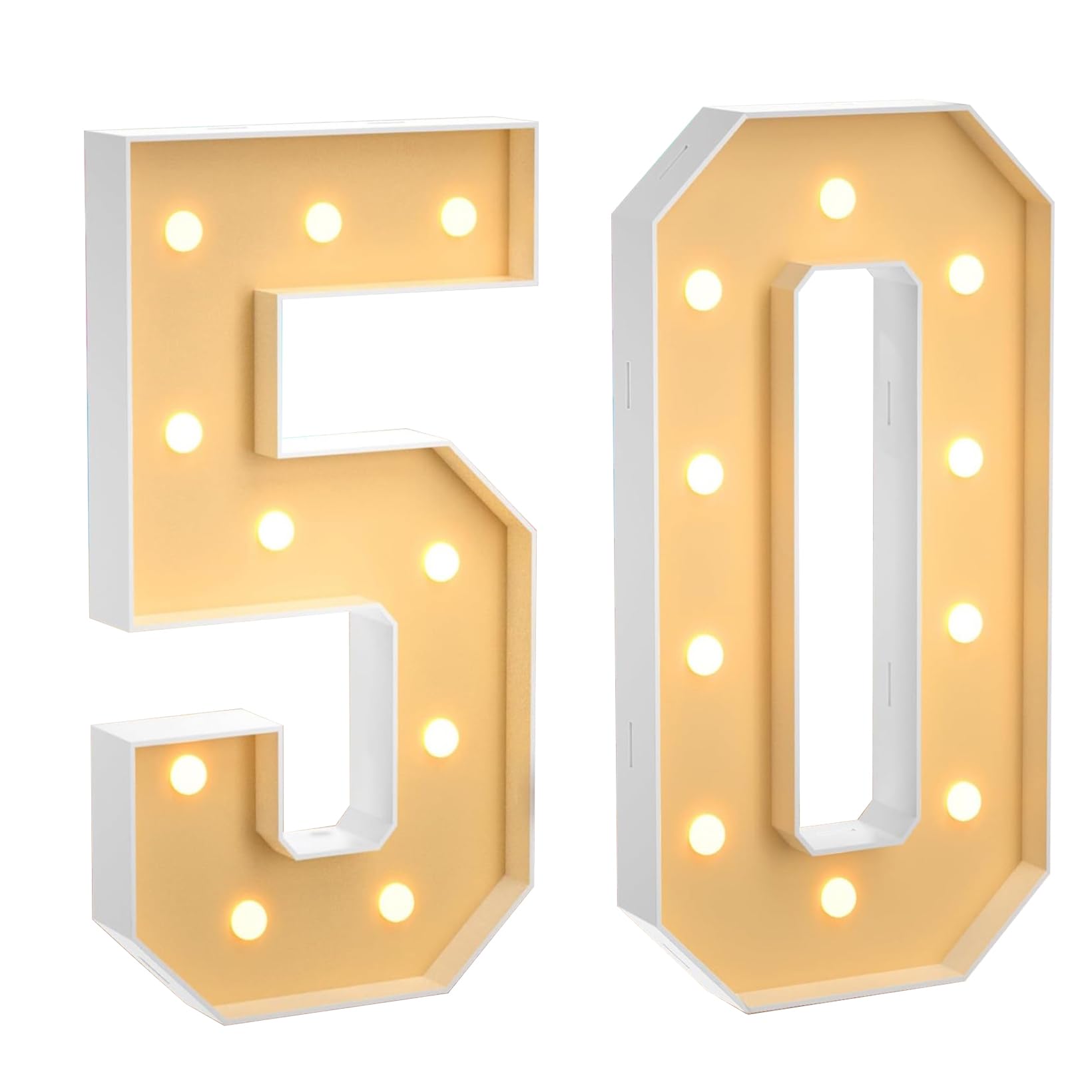 100 cm, grande numero 50, con numeri a LED grandi, decorazione a mosaico, luce bianca calda, per casa, feste, compleanni, matrimoni, compleanni e Natale