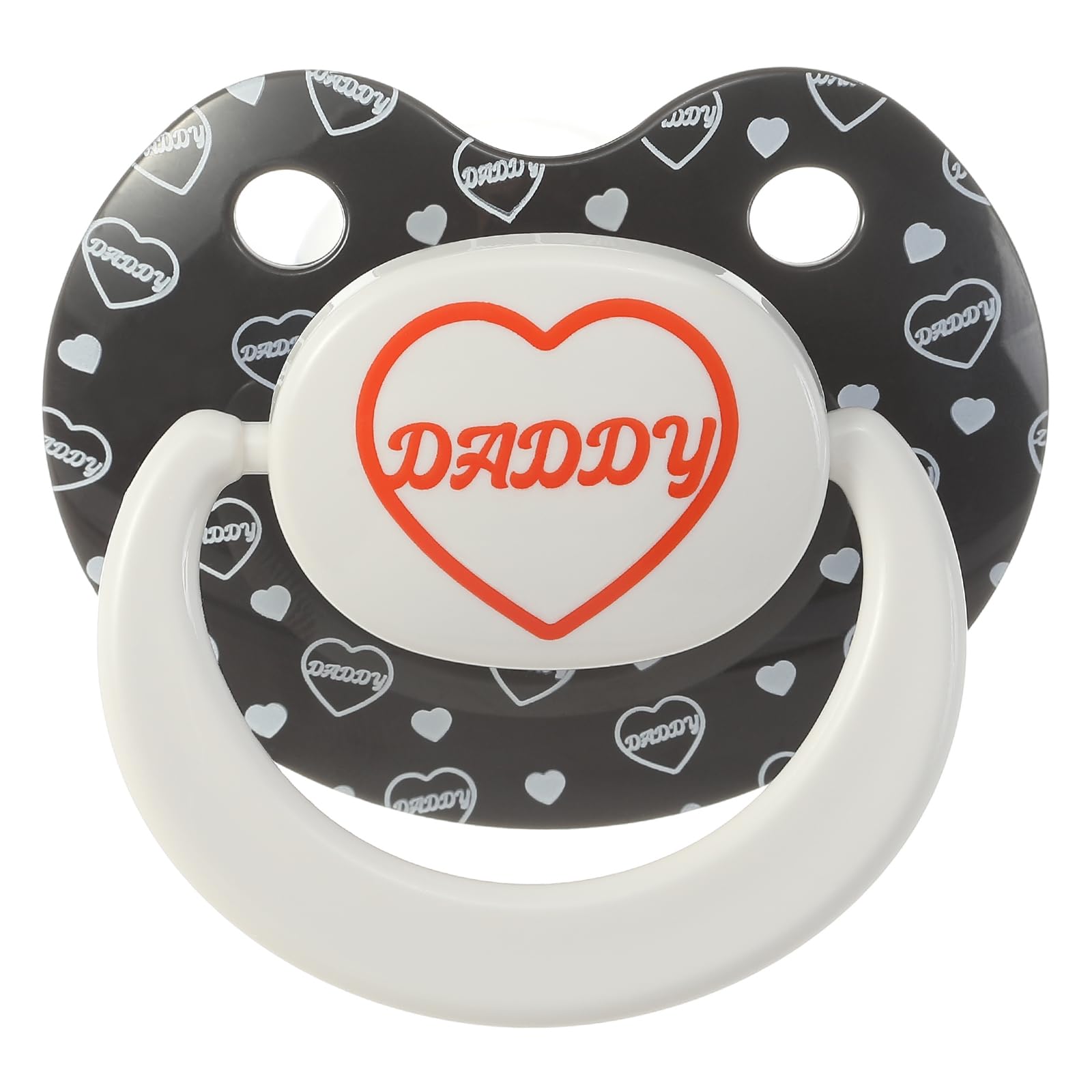 Adult Sized Pacifier Large Shield: Butterfly Shaped Cute Printed Binky - Soft Silicone Paci with Case White and Black - Image 2