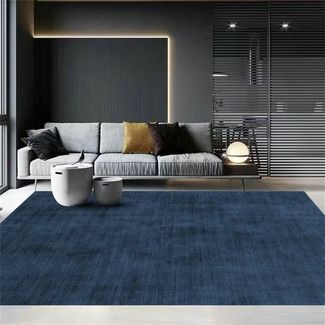 Tapis de salon bleu 80x120 cm uni et antidérapant pour intérieur et extérieur