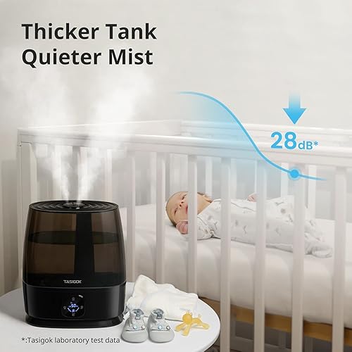Miniatura 5 de Humidificadores para dormitorio y hogar, humidificador de aire de niebla fría y cálida de 6 L para habitación grande, guardería, 50 horas, fácil de