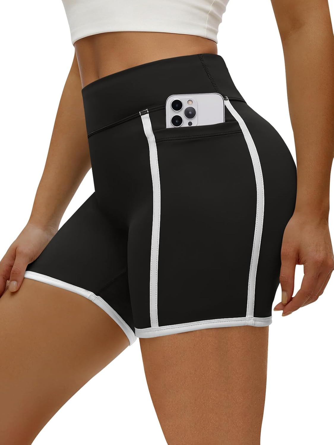 Aoysky Womens Buttery Soft Workout Shorts with Pockets Spandex High Waisted Athletic Running Shorts