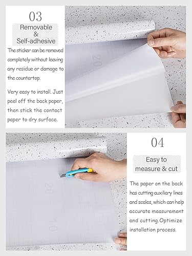 Miniatura 5 de Papel de mármol brillante para encimeras, papel tapiz para pelar y pegar de granito, diseño de mármol blanco, impermeable, papel autoadhesivo, de