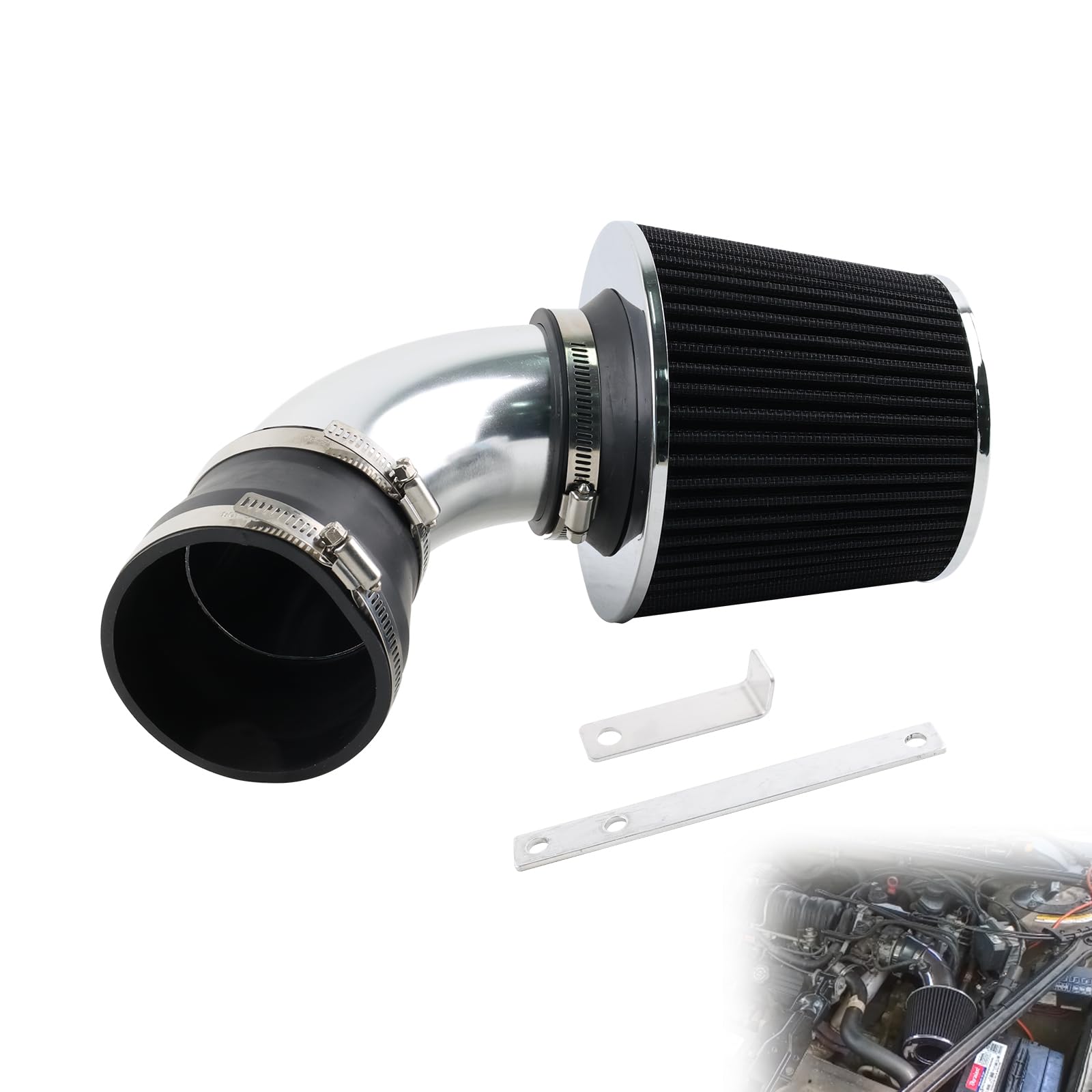 Kit de admisión de aire corto Ram compatible con BMW E46 323i 325i 328i 330i M54 I6 1999-2005 Motor Filtro de aire lavable, aumento de potencia