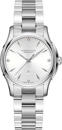 Hamilton Jazzmaster Automatic Womens Watch, 34mm Stainless Steel Case, Swiss Made, White Dial Analog Wrist Watch for Women, 50m Waterproof, Sapphire Crystal, Stainless Steel Strap