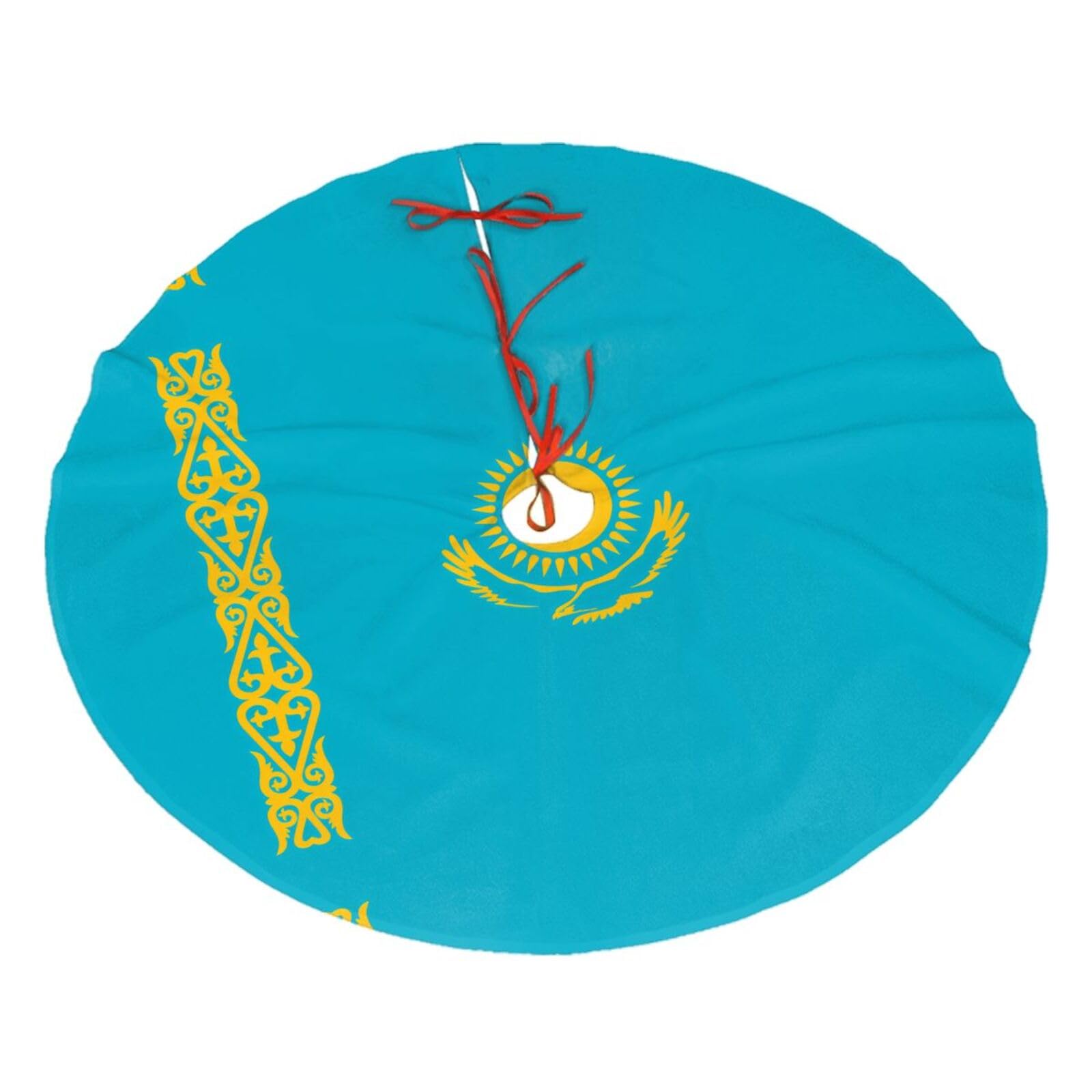 Flag of Kazakhstan Printed Christmas Tree Skirt Christmas Plush Tree Skirt 36 inches (about91 cm) ChristmasIndoor and Outdoor