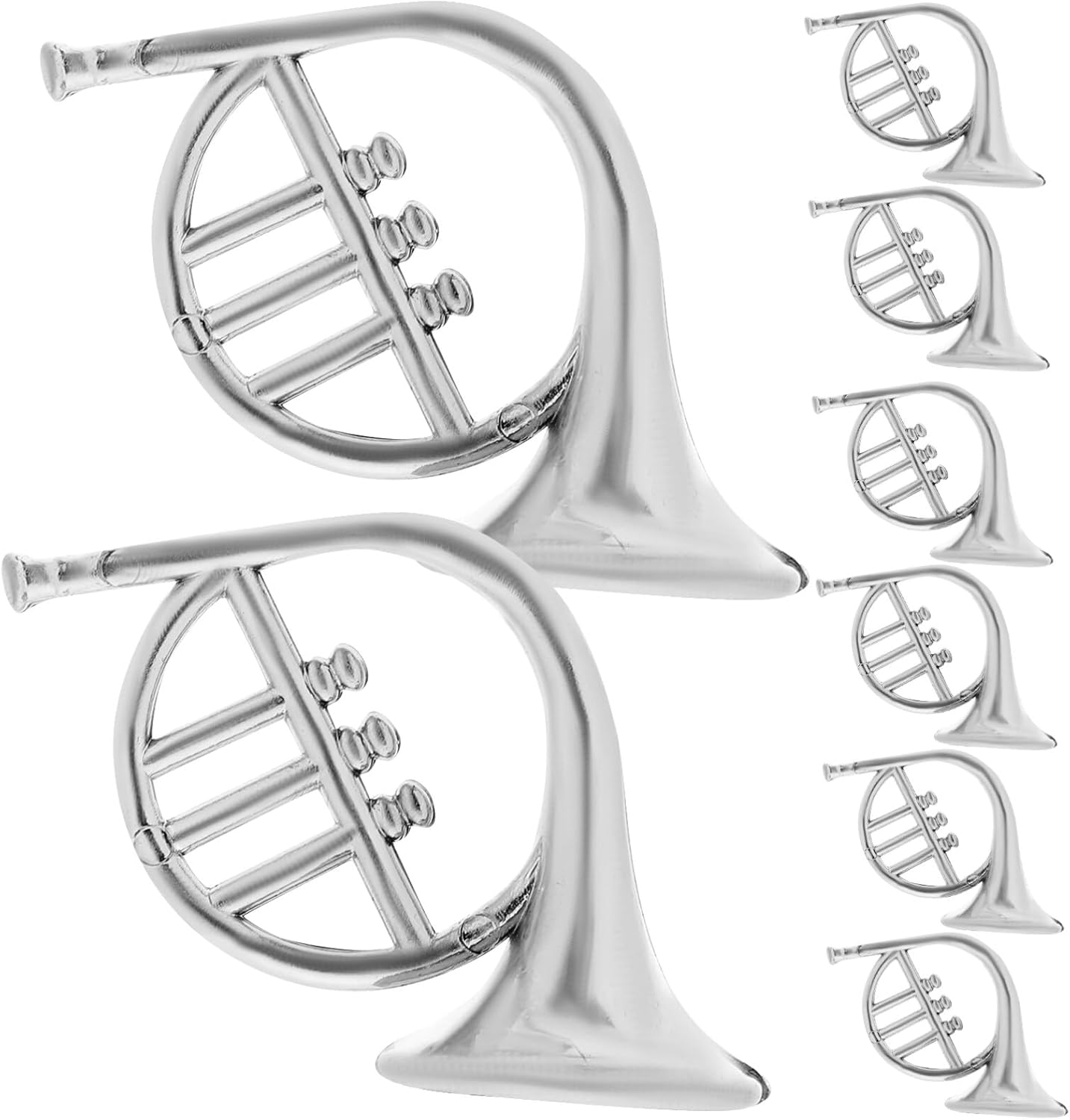 HOMSFOU 20pcs Christmas French Horn Musical Instrument Hanging Ornament Plastic Mini Violin Model Xmas Tree Hanging Pendant for Christmas DIY Wreath Party Home Decor Silver