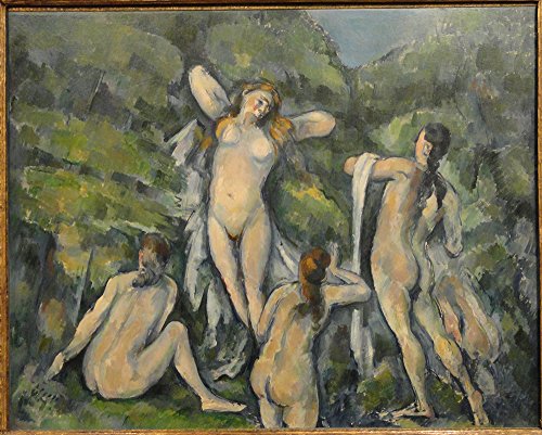 Cadre Paul Cézanne Women Bathing impression mate haut de gamme structure marron - 2