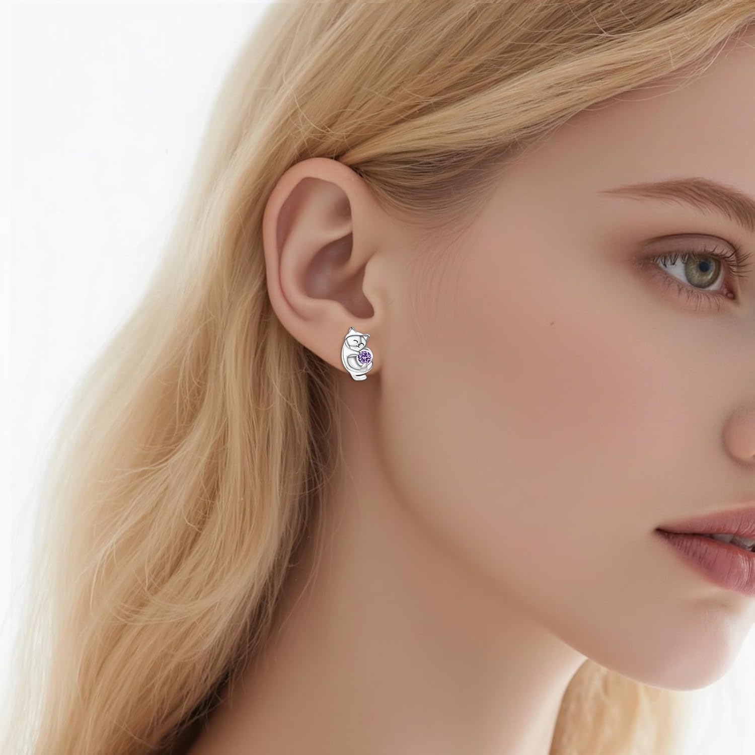 Setrling Silver Cute Animal Earrings Bee/Cat/Unicorn/Frog/Bat Stud Earrings Jewelry Gifts for Women - Image 2